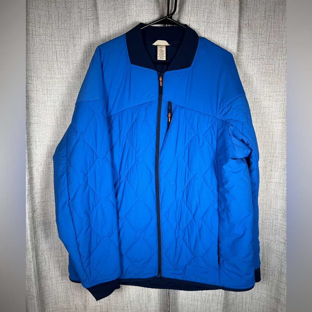 DULUTH TRADING CO Agiloft Quilted Bomber Jacket Size XL Men's Blue Full Zip EUC